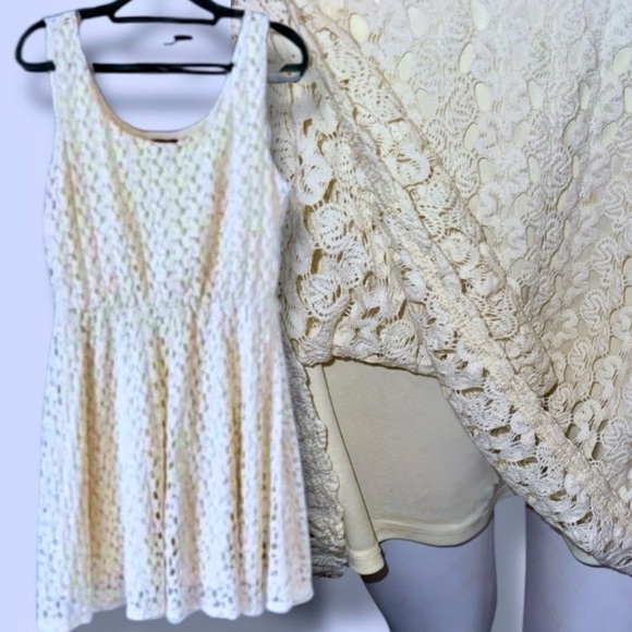 Anthropologie Lily Rose Dress Ivory Lace Fit & Flare Mini Size Small Euro Summer - Picture 14 of 16